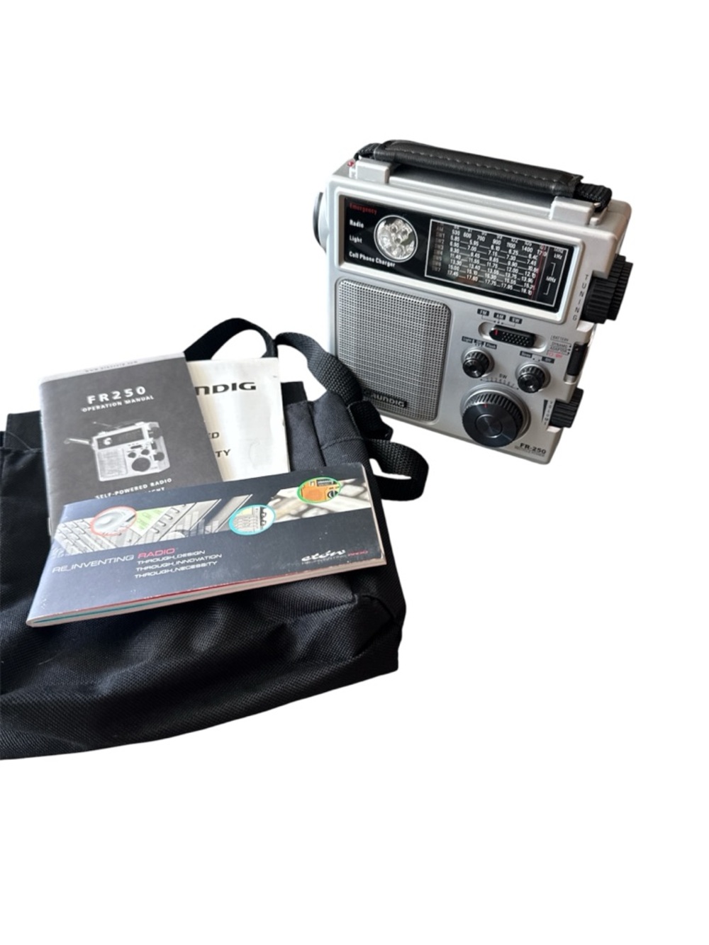 Grundig FR250 Portable Emergency Radio - Silver/Black